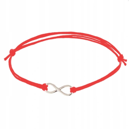 Bransoletka infinity niskończoność srebro 925 sznurek